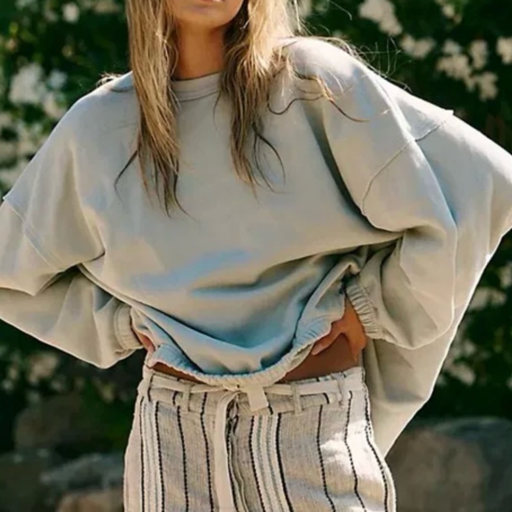 Free People Oversized Gray Sweatshirt